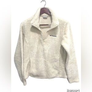 Columbia Women's Off-White 1/4 zip pullover Sherpa jacket Sz M